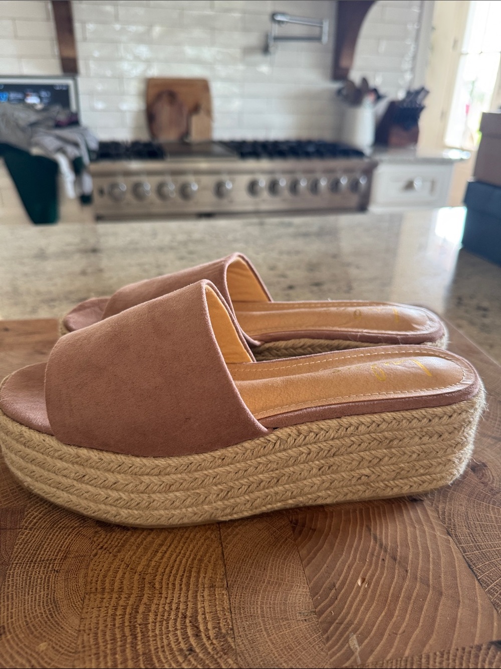 Lulus Suede Platform Slide Sandals - Blush Pink - Picture 2 of 3